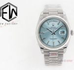 EW Factory Rolex Day-Date Baguettes Markers Ice blue 36mm Watch eta2836 Movement